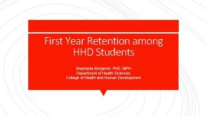 First Year Retention among HHD Students Stephanie Benjamin