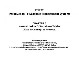 ITS 232 Introduction To Database Management Systems CHAPTER