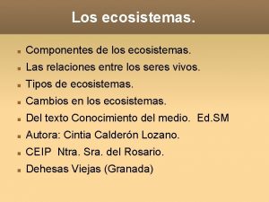 Los ecosistemas Componentes de los ecosistemas Las relaciones