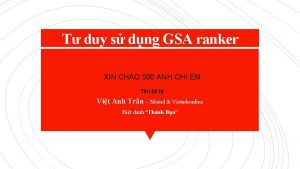 T duy s dng GSA ranker XIN CHO