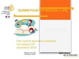 ECRIRE POUR APPRENDRE A LIRE Plan lecture ducation