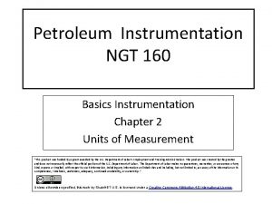 Petroleum Instrumentation NGT 160 Basics Instrumentation Chapter 2