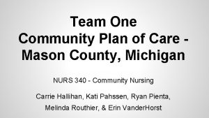 Team One Community Plan of Care Mason County