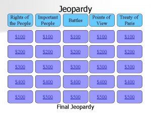 Jeopardy Rights of the People Important People Battles