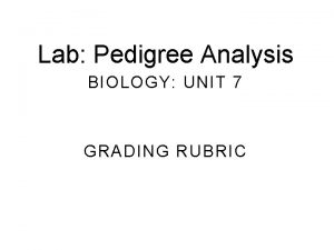 Lab Pedigree Analysis BIOLOGY UNIT 7 GRADING RUBRIC