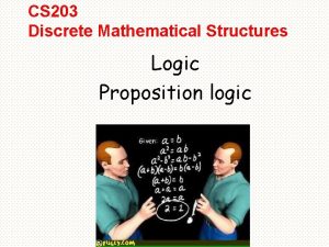 CS 203 Discrete Mathematical Structures Logic Proposition logic