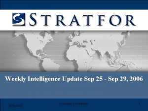 Weekly Intelligence Update Sep 25 Sep 29 2006