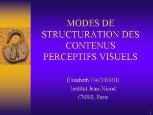 MODES DE STRUCTURATION DES CONTENUS PERCEPTIFS VISUELS lisabeth