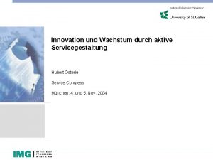 Innovation und Wachstum durch aktive Servicegestaltung Hubert sterle