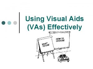 Using Visual Aids VAs Effectively OUTLINE The rationale