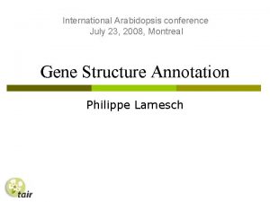 International Arabidopsis conference July 23 2008 Montreal Gene