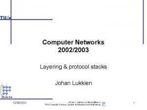 Computer Networks 20022003 Layering protocol stacks Johan Lukkien