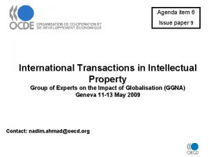 Agenda item 6 Issue paper 9 International Transactions