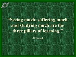 Seeing much suffering much and studying much are