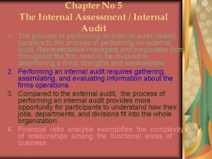 Chapter No 5 The Internal Assessment Internal Audit