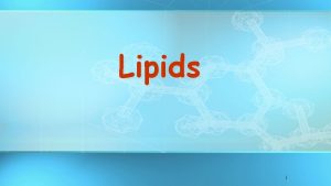 Lipids 1 Triglycerides fats Made from 1 glycerol