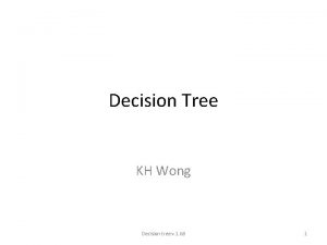 Decision Tree KH Wong Decision tree v 1