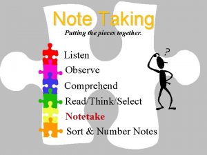 Note Taking Putting the pieces together Listen Observe