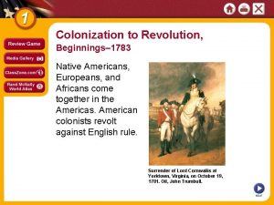 Colonization to Revolution Beginnings 1783 Native Americans Europeans