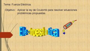 Tema Fuerza Elctrica Objetivo Aplicar la ley de