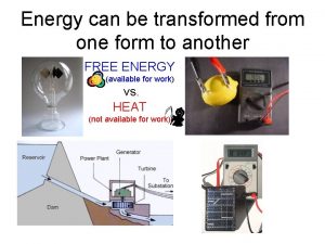 Energy can be transformed from one form to