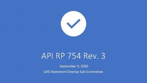 API RP 754 Rev 3 September 9 2020
