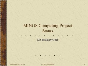 MINOS Computing Project Status Liz BuckleyGeer November 12