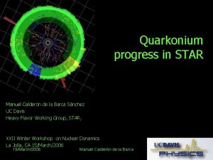 Quarkonium progress in STAR Manuel Caldern Calder de