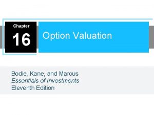 Chapter 16 Option Valuation Bodie Kane and Marcus