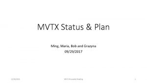 MVTX Status Plan Ming Maria Bob and Grazyna