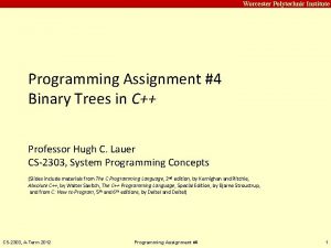 Carnegie Mellon Worcester Polytechnic Institute Programming Assignment 4