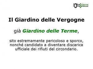 Il Giardino delle Vergogne gi Giardino delle Terme