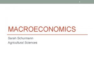1 MACROECONOMICS Sarah Schurmann Agricultural Sciences 2 Micro