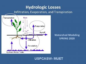Hydrologic Losses Infiltration Evaporation and Transpiration Watershed Modeling