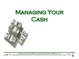 Managing Your Cash Family Economics Financial Education Revised