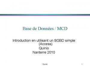 Base de Donnes MCD Introduction en utilisant un