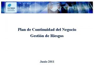 Plan de Continuidad del Negocio Gestin de Riesgos