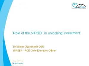 Role of the NIPSEF in unlocking investment Dr