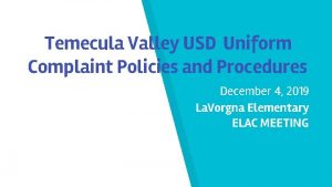 Temecula Valley USD Uniform Complaint Policies and Procedures