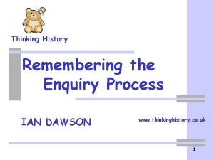 Thinking History Remembering the Enquiry Process IAN DAWSON
