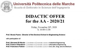 Universit Politecnica delle Marche Scuola di Dottorato in