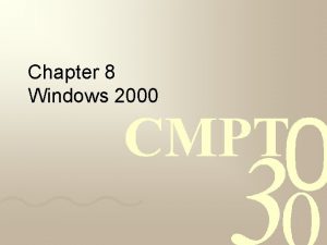 Chapter 8 Windows 2000 Outline Programming Windows 2000