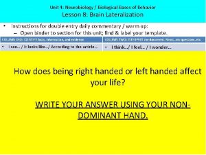 Unit 4 Neurobiology Biological Bases of Behavior Lesson