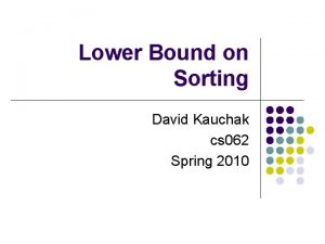 Lower Bound on Sorting David Kauchak cs 062