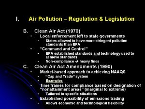 I Air Pollution Regulation Legislation B Clean Air