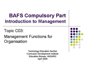 BAFS Compulsory Part Introduction to Management Topic C