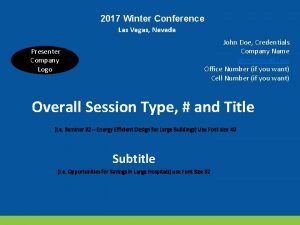 2017 Winter Conference Las Vegas Nevada John Doe
