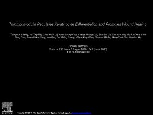 Thrombomodulin Regulates Keratinocyte Differentiation and Promotes Wound Healing