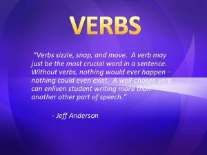VERBS Verbs sizzle snap and move A verb