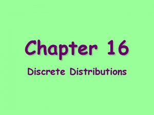 Chapter 16 Discrete Distributions Random Variable A numerical